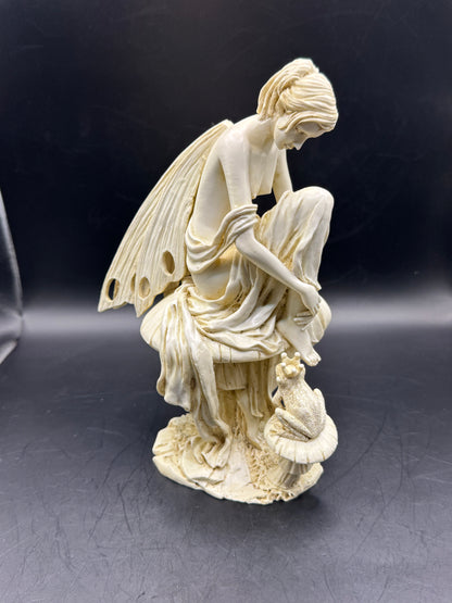 Vintage O. Tupton Fairy with Frog Figurine – Resin Sculpture 9” Fantasy Collectible