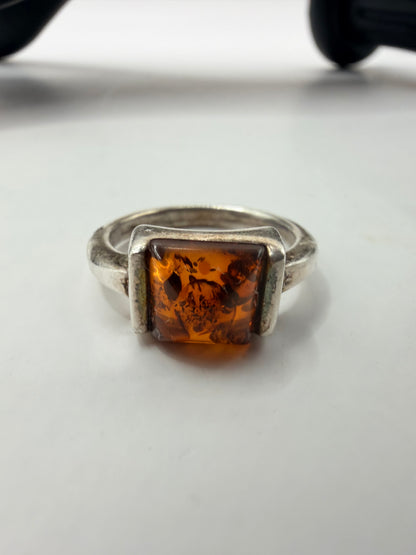 Cognac Mosaic Amber Ring — Size 7