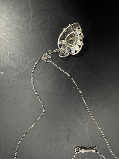 Vintage 925 Silver Heart Ruby Pendant Necklace