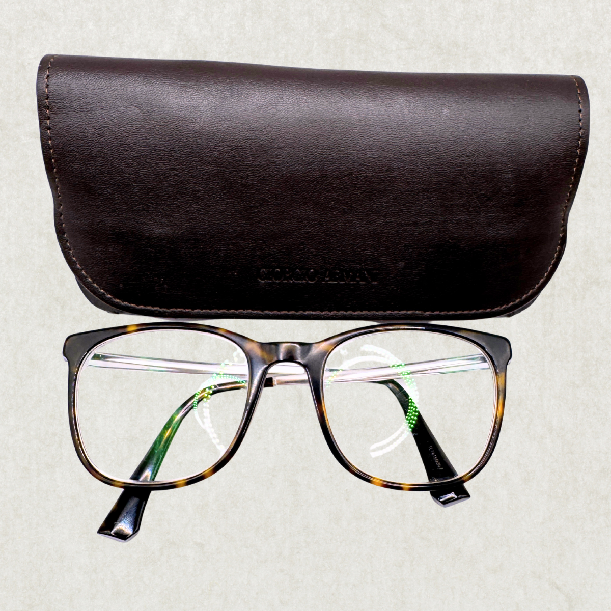 Vintage Giorgio Armani Glasses – Tortoiseshell Frames, Used, Good Condition (Frame Only, Prescription Lenses Installed)