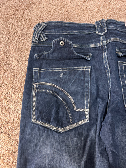 Vintage Blueprint Women’s Jeans – Size 33–34, Dark Wash, Contrast Stitching