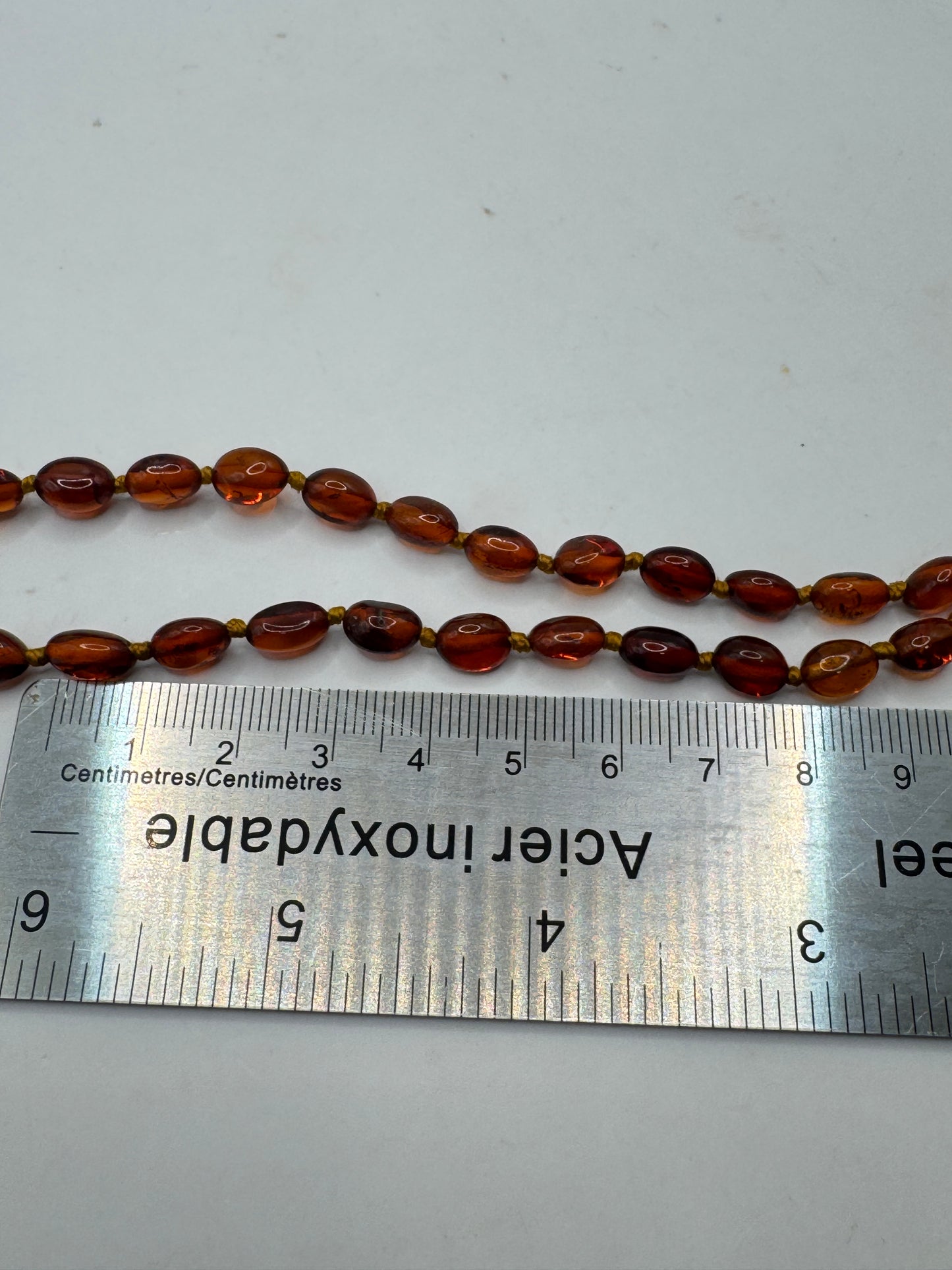 Vintage Baltic Amber Beaded Necklace Cognac Honey Tones 21” Handmade Design