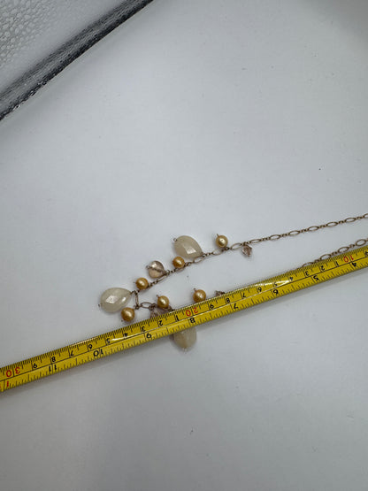 Vintage 14k Gold-Filled Necklace – Gemstone & Pearl Charms, 20” Length