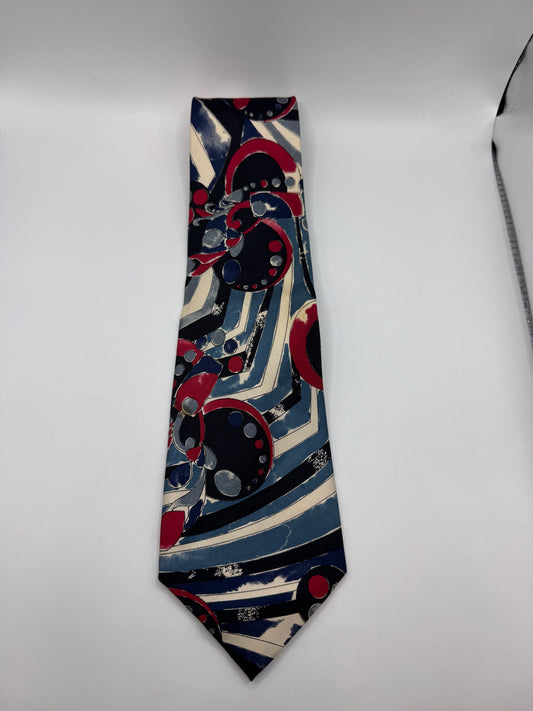 Vintage Guy Laroche Paris Silk Tie – 100% Silk, Abstract Geometric Pattern