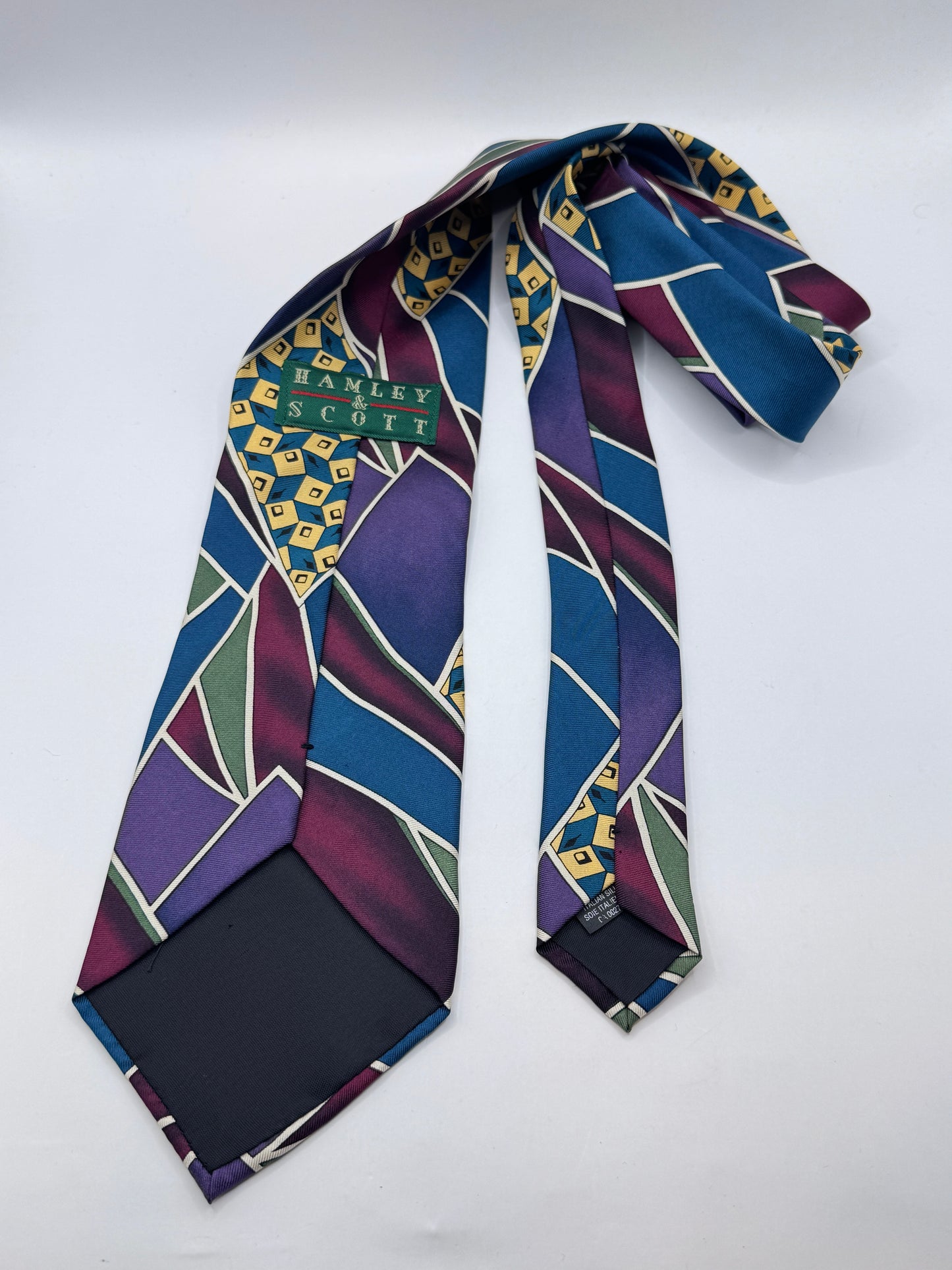 Vintage Hamley & Scott 100% Silk Abstract Tie, 56” x 4” – Excellent Condition