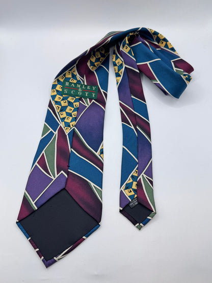 Vintage Hamley & Scott 100% Silk Abstract Tie, 56” x 4” – Excellent Condition