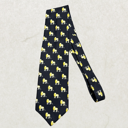 Vintage Into Africa Lion Print 100% Silk Tie – Novelty Animal Necktie 57” x 4”