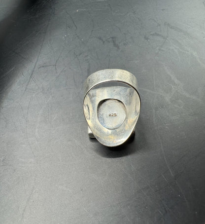 Vintage Mexican Sterling Silver Inlay Mother of Pearl & Abalone Signet Ring – Size 7.5