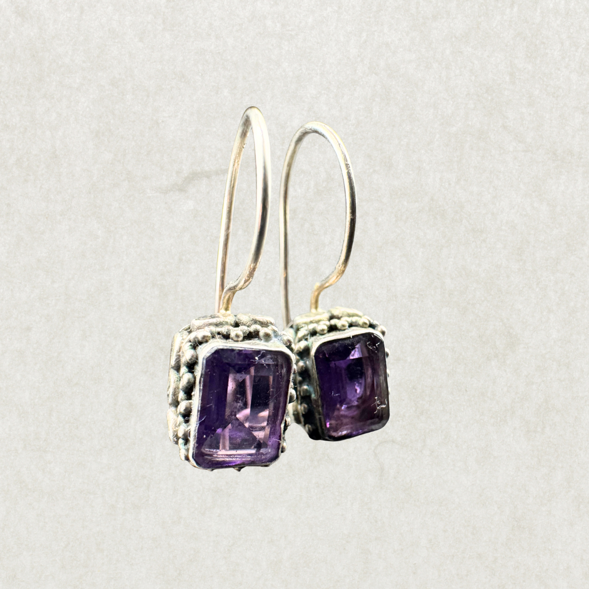 Sterling Silver Amethyst Drop Earrings