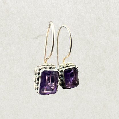 Sterling Silver Amethyst Drop Earrings
