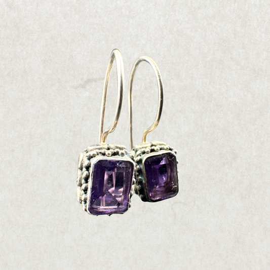 Sterling Silver Amethyst Drop Earrings