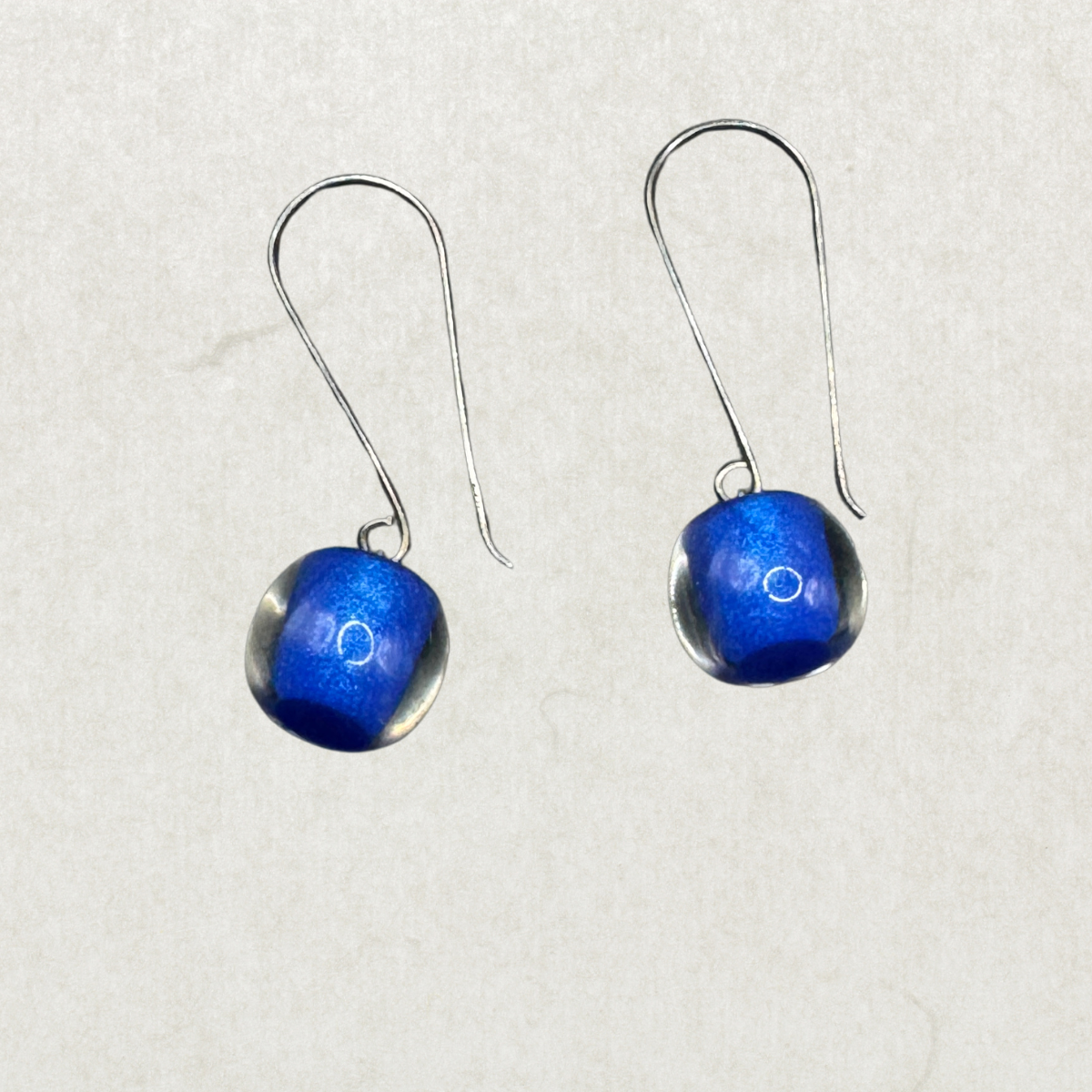 Zsiska Sterling Silver Blue Resin Drop Earrings – Modern Art Glass Style, Minimalist Dangle