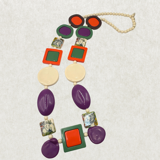 Y2K Vintage SAVE THE QUEEN Plastic Necklace – Long 18” (36”), Colorful Statement