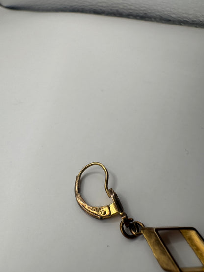 Vintage Gold-Plated Sterling Silver Earrings – Geometric Diamond Drop