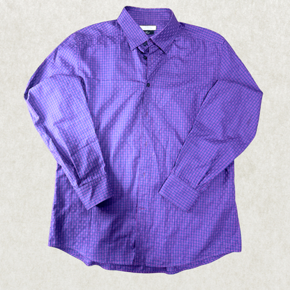 Authentic Versace Collection Men’s Shirt – Size 44, Purple Pattern, Italian Designer