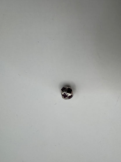 Sterling Silver 925 Charm – Purple Enamel Floral Bead
