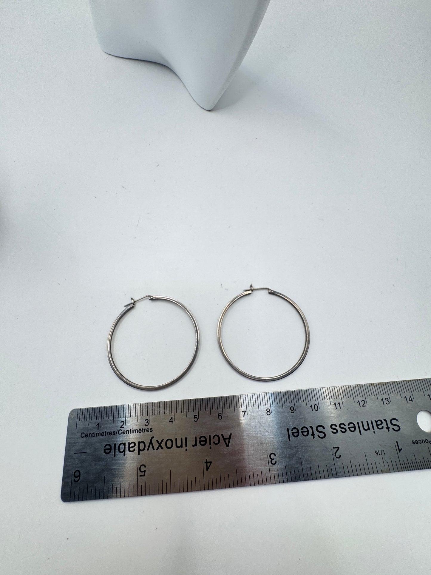Vintage Large Sterling Silver Hoop Earrings – Excellent Condition