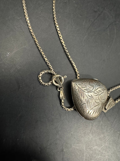 Vintage Sterling Heart Pendant Necklace