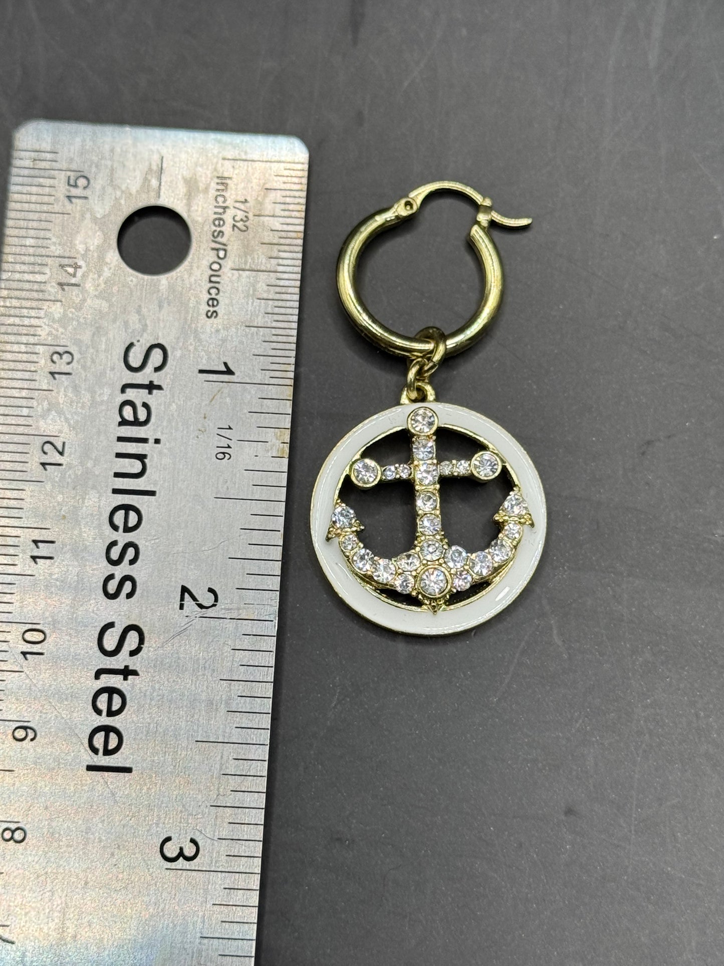 Heidi Daus Anchor Hoop Earrings – Gold-Tone Crystal Nautical Dangles