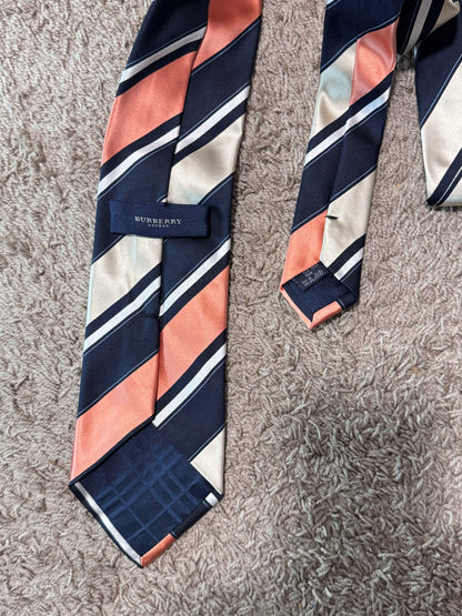 Burberry London 100% Silk Striped Tie, 58” x 4” – Excellent Condition