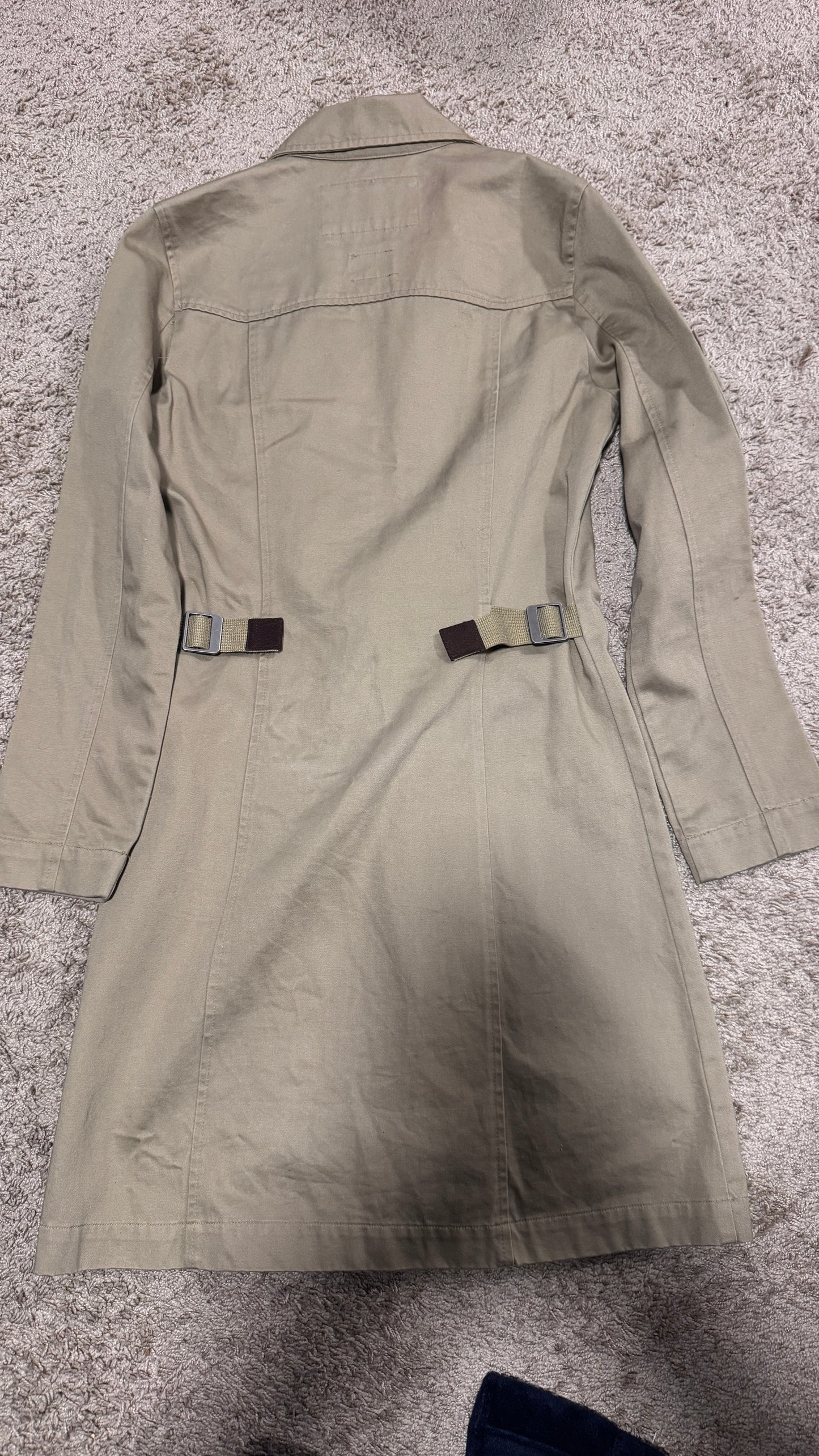 Vintage Tommy Hilfiger Women’s Military Coat – Size M, Khaki, Utility Pocket Trench Style
