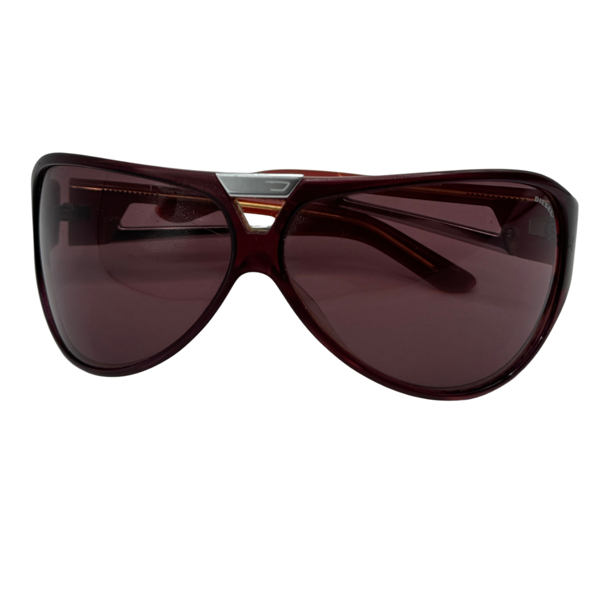 Vintage Diesel DS 0012 KES P9 Shield Sunglasses Burgundy Red Y2K