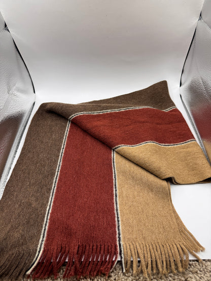 Vintage Paco Rabanne 100% Wool Scarf – 52” x 12”, Striped, Fringe Ends