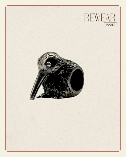 Vintage Sterling Silver Kiwi Bird Charm – Detailed Bracelet Bead