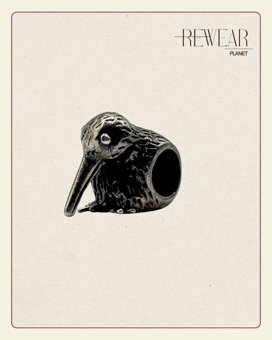 Vintage Sterling Silver Kiwi Bird Charm – Detailed Bracelet Bead