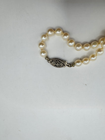 Mid-Century Japanese Pearl Necklace – Vintage, Sterling Silver Clasp