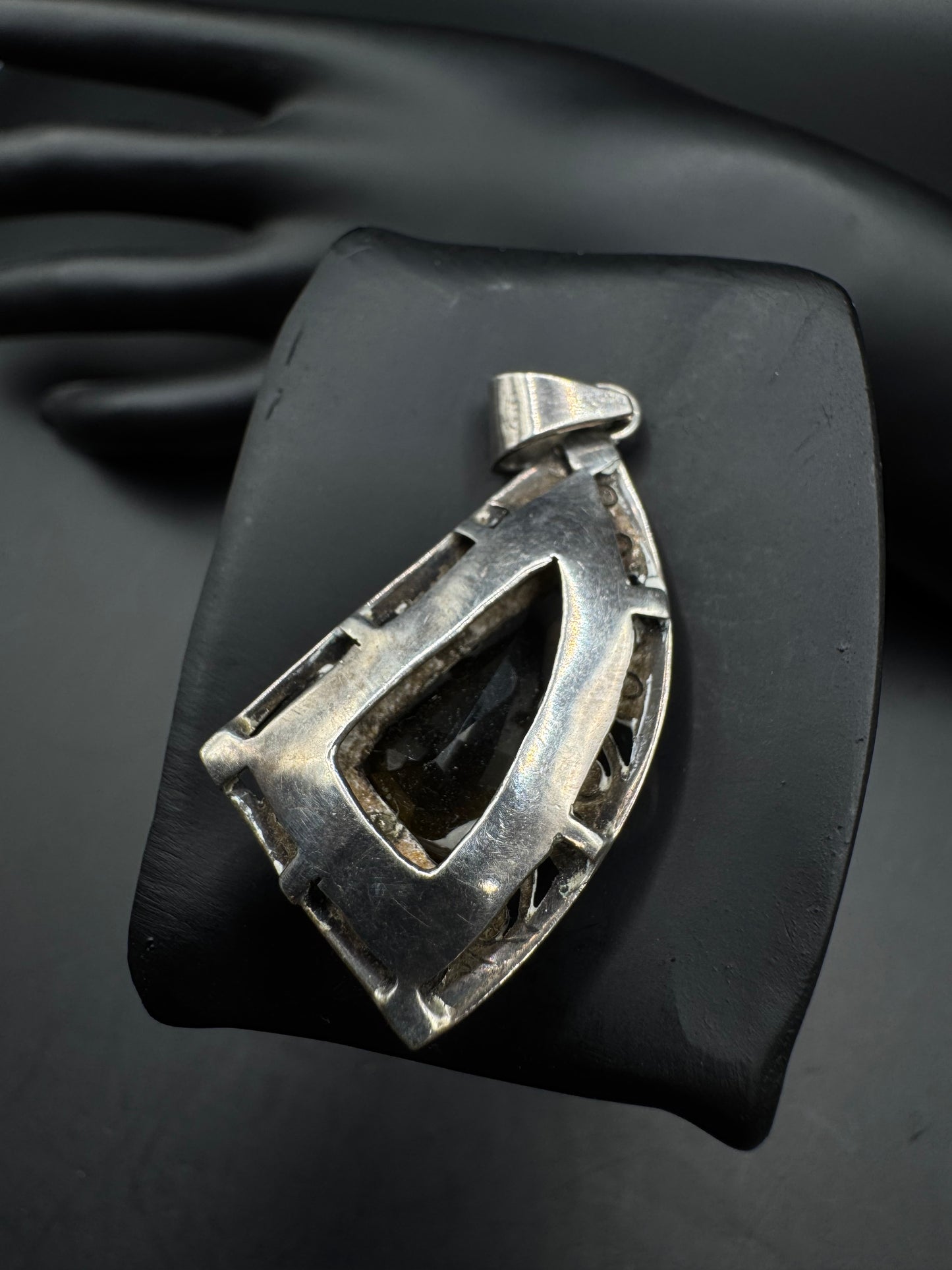 Vintage Sterling Silver Citrine Pendant – 1.5”