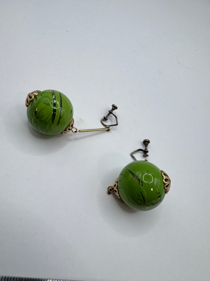 Vintage Glass Statement Clip Earrings – Bold Fashion Accessory