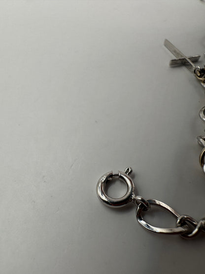 Vintage Sterling Silver Charm Bracelet – Ice Skate & Cross Charms