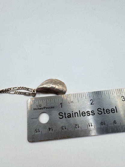 Vintage Sterling Silver Shell Necklace – 925, Organic Pendant