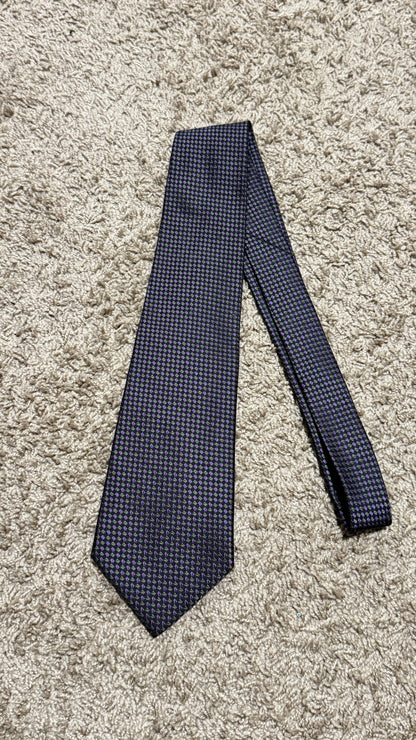 Vintage Aianzala for Harry Rosen 100% Silk Tie – Purple Green Geometric Italian Designer Necktie 57” x 4”