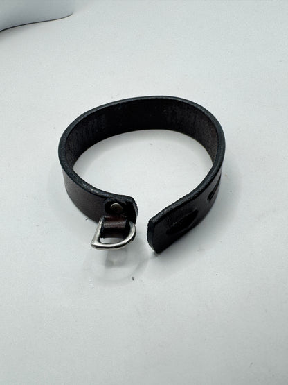Vintage HUGO BOSS Genuine Leather Bracelet – Black Men’s Designer Wristband 8.5”