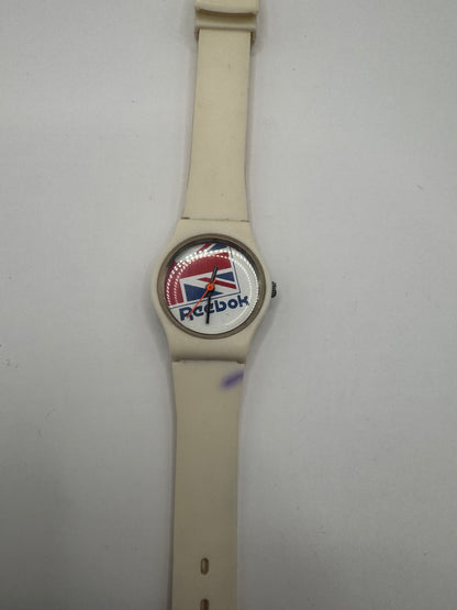 Vintage 1980s Reebok Quartz Watch – Retro Logo, Cream Band Working