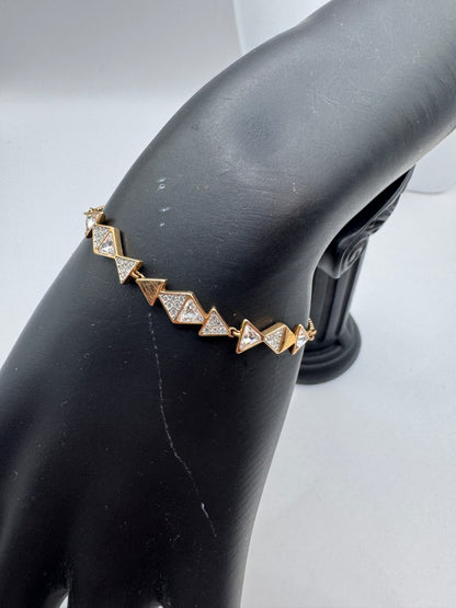 Swarovski Gold Tone Triangle Crystal Bracelet