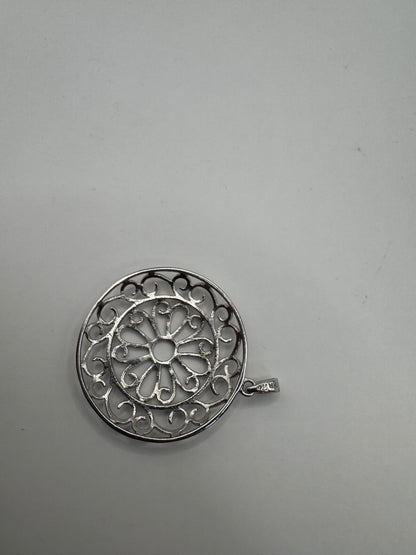 Large Vintage 925 Sterling Silver Filigree Pendant