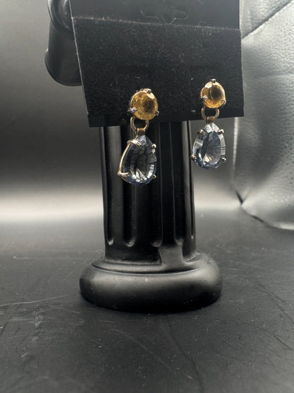 Vintage Sterling Silver Earrings with Amethyst & Zirconia – Elegant 925