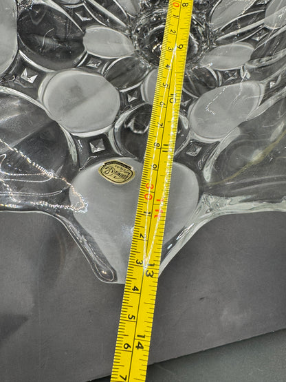 Vintage Bohemia Glass Footed Fruit Bowl – Frosted Crystal Centerpiece Made in Czechoslovakia 13.5”