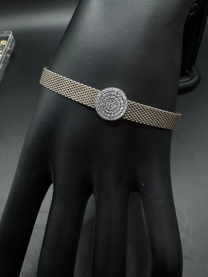 Pandora Reflexions 925 Mesh Bracelet with Pave Circle Charm – 7.5"
