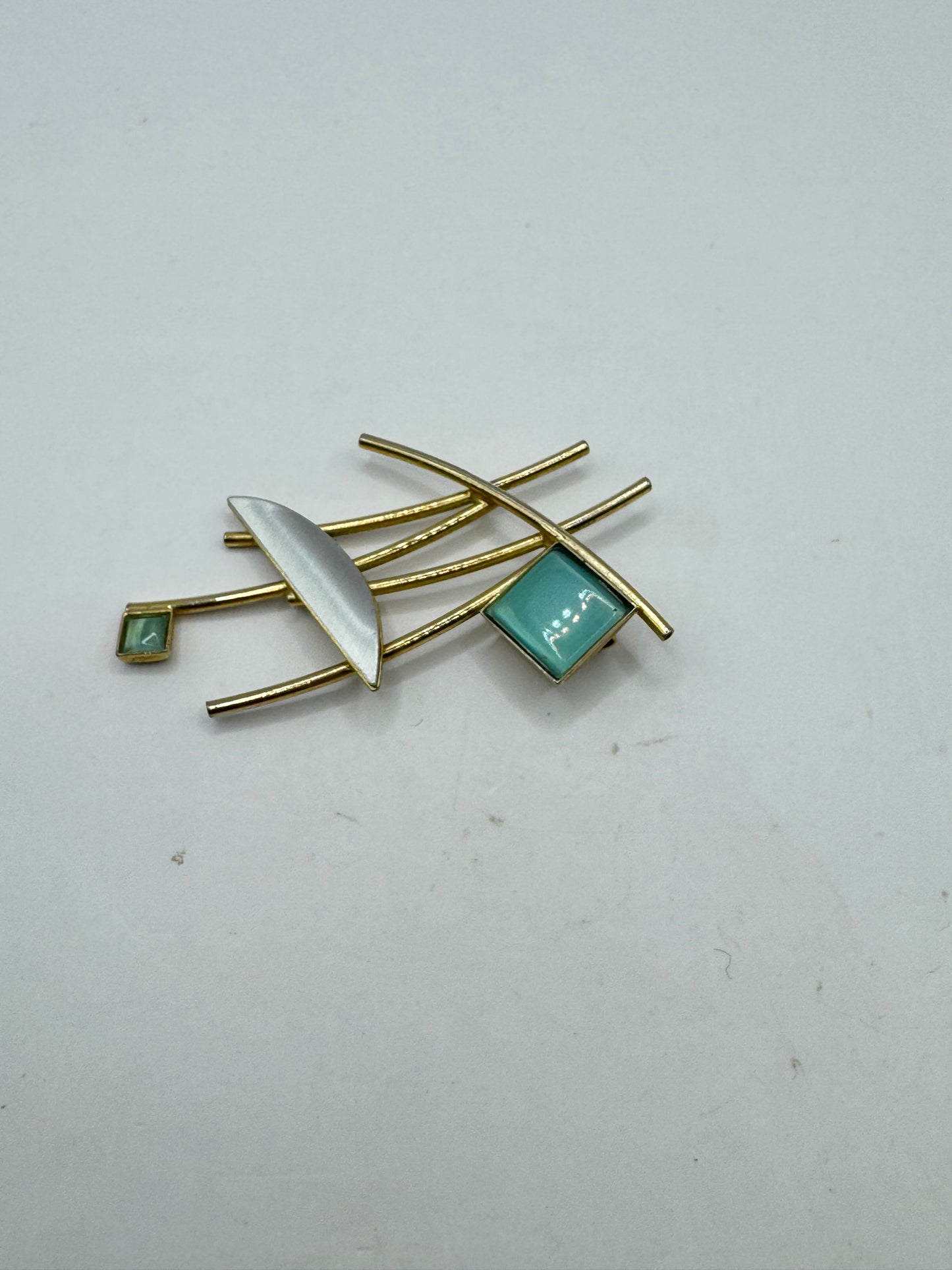 Vintage Large Abstract Gold Tone Pendant – Modernist Geometric Statement Piece 2.5”