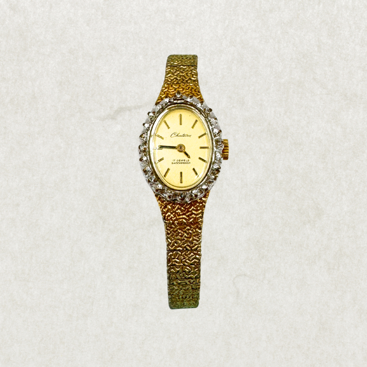 Vintage Chateau 17 Jewels Shockproof Mechanical Women’s Watch – Gold-Tone, Working