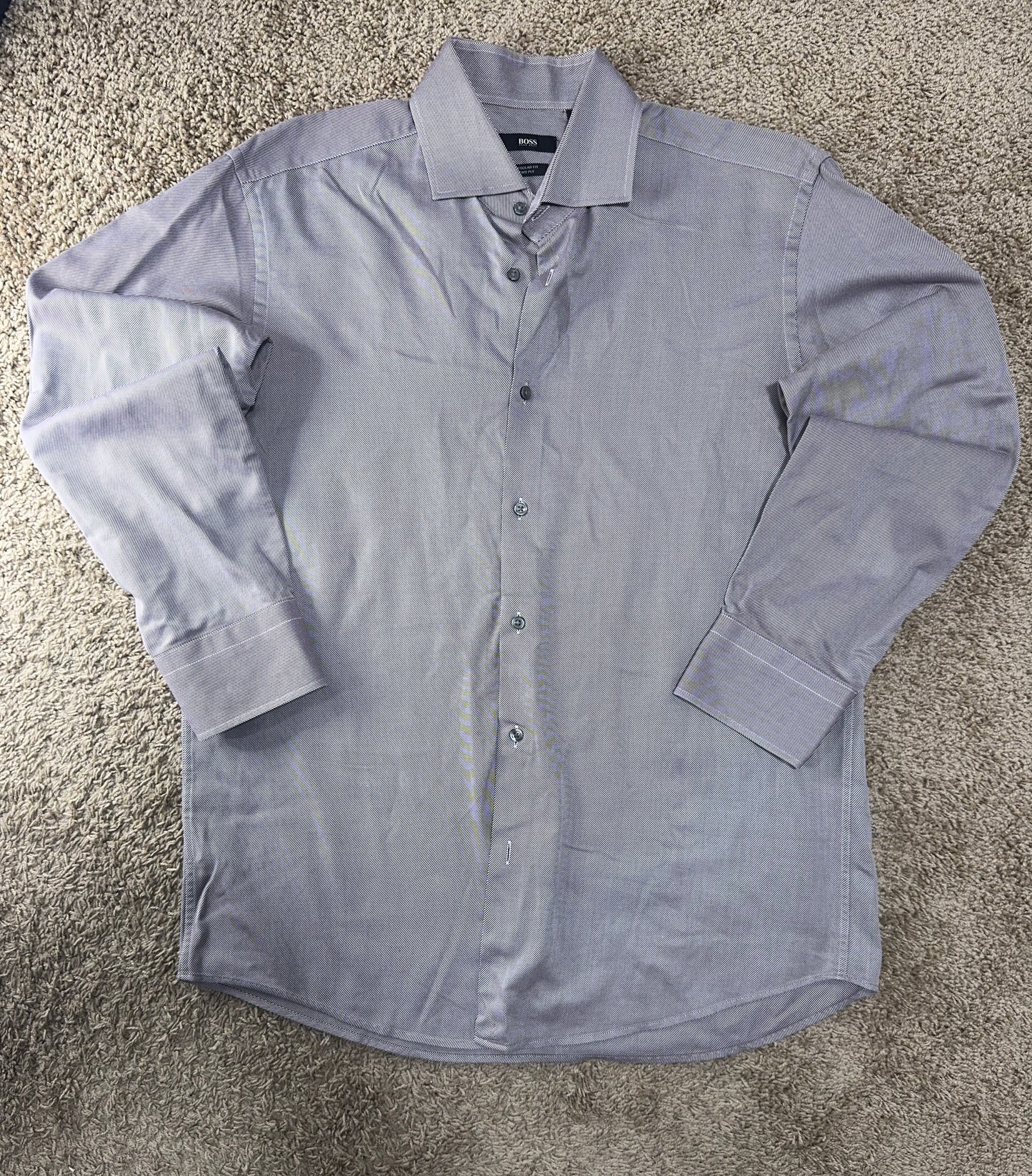 Boss Hugo Boss Men’s Dress Shirt – Size 42 (16 1/2), Regular Fit, Made in Italy