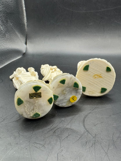 Vintage A. Giannelli Italian Alabaster Oriental Figurines Set of 3 – Signed Sculptures on Marble Bases
