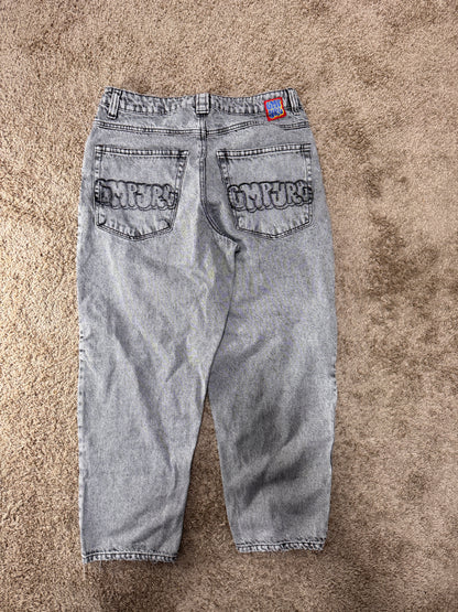 Empyre Women’s Jeans – Size 30, Grey Wash, Straight Leg, Raw Hem