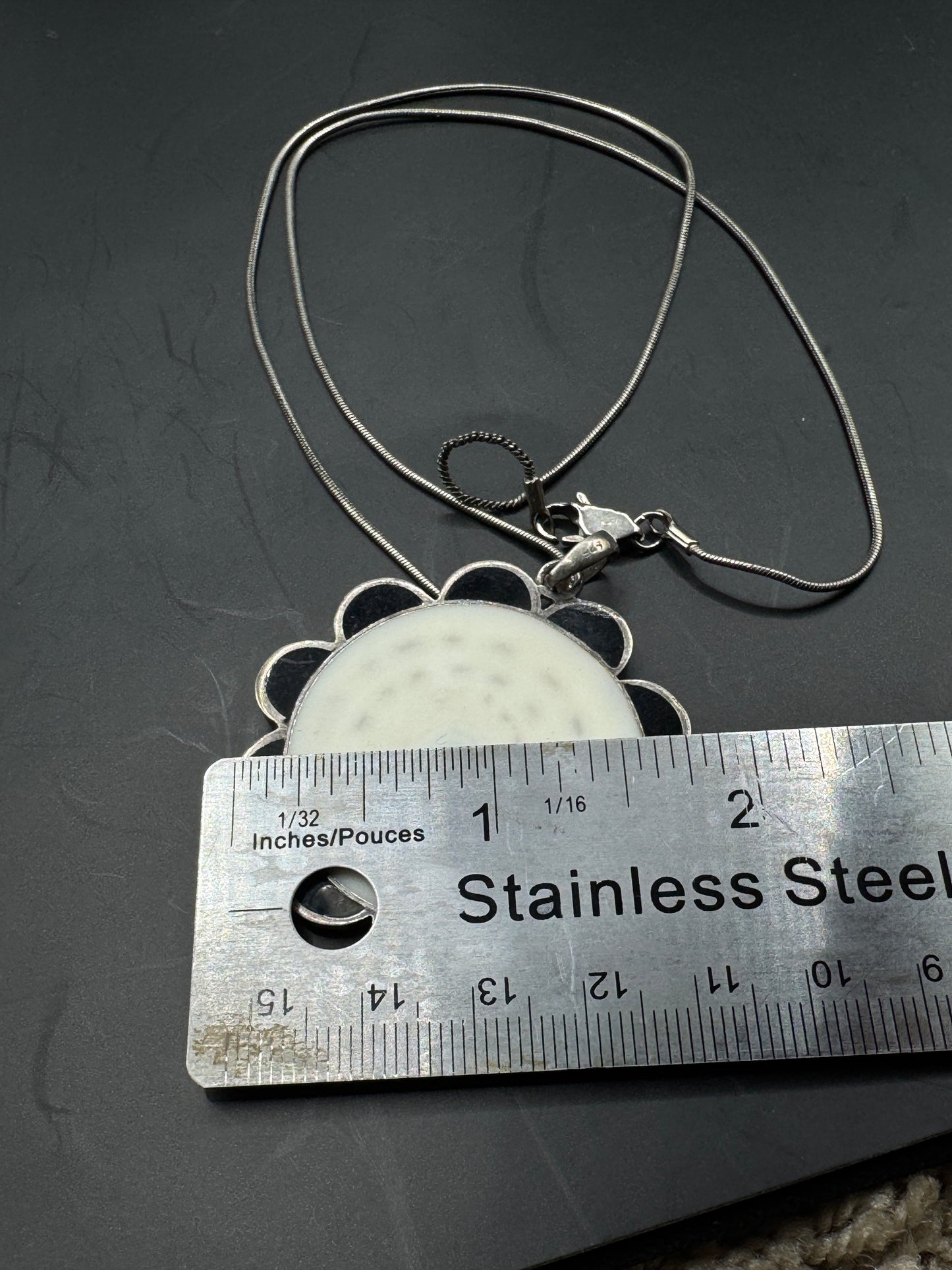 Vintage Sterling Silver Large Floral Pendant Necklace – 20” Chain, Statement Piece