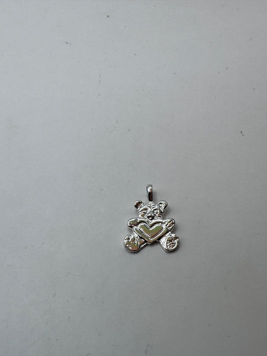 Sterling Silver Rhodium-Plated Teddy Bear Pendant – Like New Condition