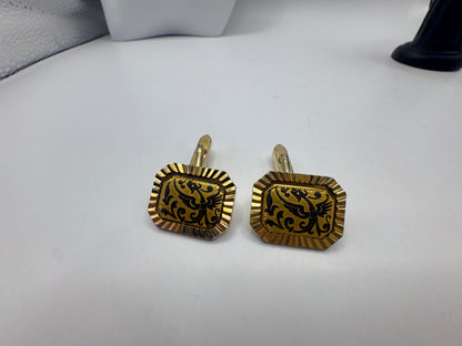 Vintage 1960s Spanish Damascene Cufflinks – Excellent Condition
